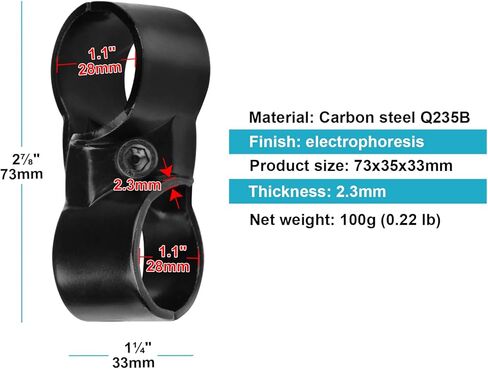 10 عبوات من مشبك الأنابيب العمودي الأسود، مشابك متقاطعة 90 درجة من الصلب، مجموعة وصلات تقاطع فولاذية تناسب 1.1 بوصة (28 مم) أنبوب OD لمحطة العمل الخالية من الدهون، والأرفف، وسمك 2.3 مم in Kuwait