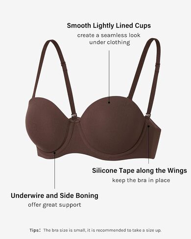 Women's Inbarely Plus Strapless Bra Anti-Slip Sexy Underwire Seamless Full Coverage Lightly Lined Bras in Kuwait