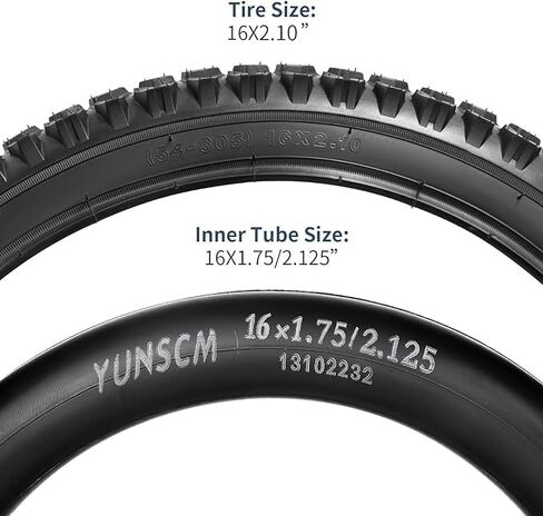 YUNSCM 16" Bike Tires 16x2.10/54-305 and 16" Bike Tubes Schrader Valve with 2 Rim Strips Compatible with 16x1.90 16x1.95 16x2.10 16x2.125 16x2.25 Bike Bicycle Tires and Tubes (P-1001A) in Saudi Arabia