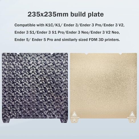 لوحة بناء مزدوجة الجانب من PEI PET لـ Creality K1 K1C، منصات سرير طابعة ثلاثية الأبعاد مقاس 235 × 235 مم لـ Ender 3 S1، Ender 5 S1، Ender 3 V3 KE/SE، سرير طباعة فولاذي زنبركي بدون قاعدة مغناطيسية in Kuwait