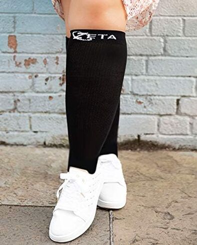 Plus Size Open Toe Leg Sleeve Support Socks - Wide Calf Compression Open Toe Socks Men and Women Amazing Fit, Travel, Flight Socks, Compression & Soothing Relief, 1 Pair, Size 4XL, Nude in Saudi Arabia