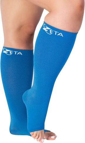 Plus Size Open Toe Leg Sleeve Support Socks - Wide Calf Compression Open Toe Socks Men and Women Amazing Fit, Travel, Flight Socks, Compression & Soothing Relief, 1 Pair, Size 4XL, Nude in Saudi Arabia
