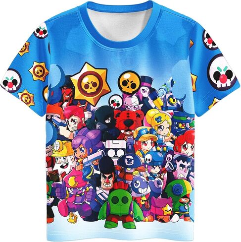 طقم قميص وسروال قصير للأولاد من Brawl Hero Game، قميص صيفي للحفلات الهزلية، ملابس منزلية للأطفال من عمر 4 إلى 12 سنة in Kuwait