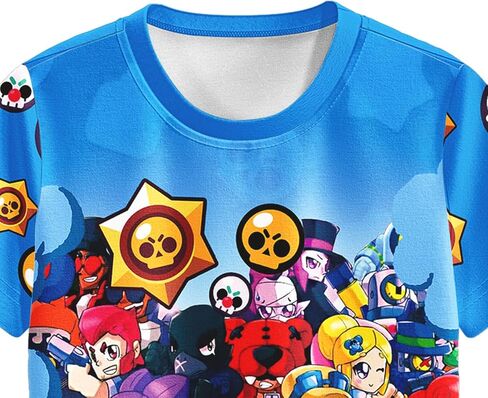 طقم قميص وسروال قصير للأولاد من Brawl Hero Game، قميص صيفي للحفلات الهزلية، ملابس منزلية للأطفال من عمر 4 إلى 12 سنة in Kuwait