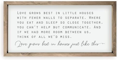 Love Grows Best In Houses Framed Wood Farmhouse Wall Sign (9x18) in Kuwait