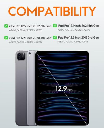 حافظة لوحة مفاتيح CHESONA لجهاز ipad pro 12.9 بوصة (6th، 5th، 4th، 3rd Gen-2022،2021،2020،2018)، حافظة لوحة مفاتيح لقاعدة الإرساء 5 في 1 مع لوحة لمس HDMI/متعددة الإيماءات / إضاءة خلفية بـ 7 ألوان، أسود in Kuwait