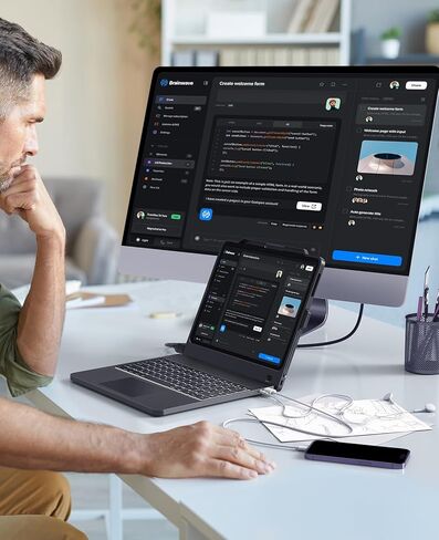 حافظة لوحة مفاتيح CHESONA لجهاز ipad pro 12.9 بوصة (6th، 5th، 4th، 3rd Gen-2022،2021،2020،2018)، حافظة لوحة مفاتيح لقاعدة الإرساء 5 في 1 مع لوحة لمس HDMI/متعددة الإيماءات / إضاءة خلفية بـ 7 ألوان، أسود in Kuwait