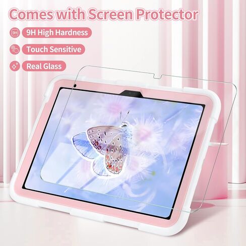 حافظة Wollony لجهاز iPad الجيل العاشر 10.9 بوصة 2022 حافظة للأطفال البنات مع واقي شاشة وحزام كتف وأجنحة فراشة وحامل قلم رصاص وحافظات غطاء هجينة لطيفة لجهاز iPad 10th Gen 10.9 بوصة أبيض in Saudi Arabia