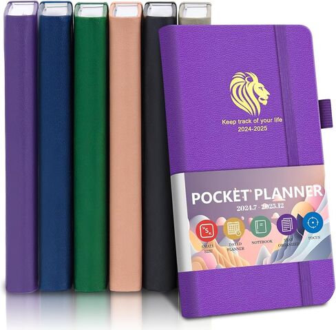 2024-2025 Pocket Planner - July 2024 - December 2025, Small Pocket Calendar 2024-2025, Academic Planner, Weekly Monthly Planner, 3.5" x 6.7", Purple in Saudi Arabia