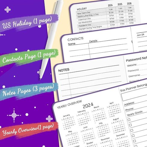 2024-2025 Pocket Planner - July 2024 - December 2025, Small Pocket Calendar 2024-2025, Academic Planner, Weekly Monthly Planner, 3.5" x 6.7", Purple in Saudi Arabia
