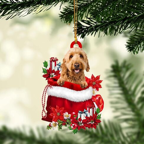 Talataca Goldendoodle Sleeping Angel Wing Memorial 2D Flat Car Rear View Mirror Accessories Christmas Tree Ornament Decoration Hanging Charm Interior Rearview Pendant Decor Gift in Saudi Arabia