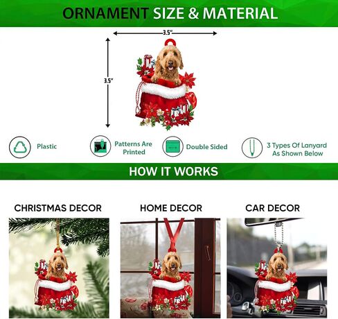 Talataca Goldendoodle Sleeping Angel Wing Memorial 2D Flat Car Rear View Mirror Accessories Christmas Tree Ornament Decoration Hanging Charm Interior Rearview Pendant Decor Gift in Saudi Arabia
