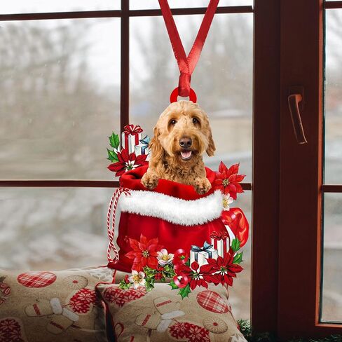 Talataca Goldendoodle Sleeping Angel Wing Memorial 2D Flat Car Rear View Mirror Accessories Christmas Tree Ornament Decoration Hanging Charm Interior Rearview Pendant Decor Gift in Saudi Arabia