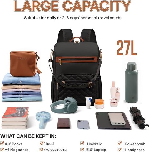 Laptop Backpack For Women And Ladies, 15.6 Inch Backpack Purse with USB Port And Shoulder, Fashion Travel Backpack, Casual Daypacks Bag Teacher Nurse Bag Work Backpack For Commute in Kuwait