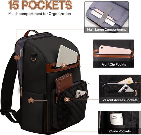 Laptop Backpack For Women And Ladies, 15.6 Inch Backpack Purse with USB Port And Shoulder, Fashion Travel Backpack, Casual Daypacks Bag Teacher Nurse Bag Work Backpack For Commute in Kuwait