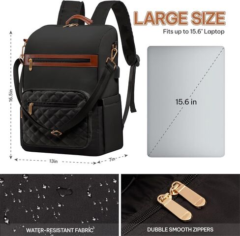 Laptop Backpack For Women And Ladies, 15.6 Inch Backpack Purse with USB Port And Shoulder, Fashion Travel Backpack, Casual Daypacks Bag Teacher Nurse Bag Work Backpack For Commute in Kuwait