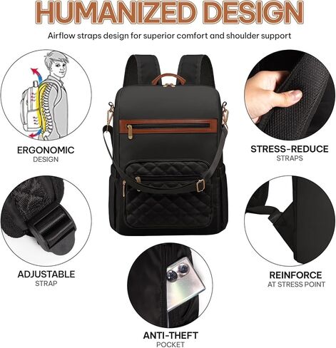 Laptop Backpack For Women And Ladies, 15.6 Inch Backpack Purse with USB Port And Shoulder, Fashion Travel Backpack, Casual Daypacks Bag Teacher Nurse Bag Work Backpack For Commute in Kuwait