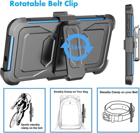 Njjex for Moto E Case, for Motorola Moto E 2020 Case with Tempered Glass Screen Protector [2 Pack], [Nbeck] Shockproof Heavy Duty Locking Swivel Holster Belt Clip Kickstand Rugged Hard Cover [Black] in Saudi Arabia