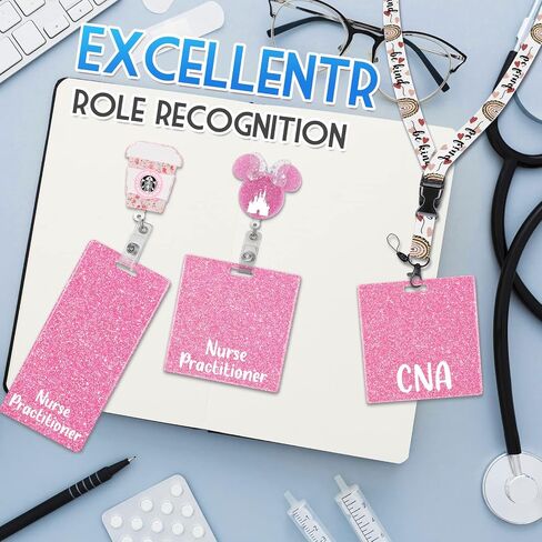 Plifal Nurse Practitioner Badge Buddy Card Nurse Nursing Accessories Glitter Horizontal Badge Identification Tags in Saudi Arabia