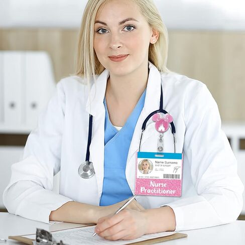 Plifal Nurse Practitioner Badge Buddy Card Nurse Nursing Accessories Glitter Horizontal Badge Identification Tags in Saudi Arabia