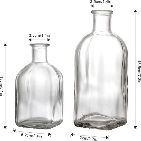 GMWD Glass Flower Vase Set of 6 Gray Clear Bud Vases, 14.5 Oz 8 Oz Apothecary Bottle Vases Decorative for Centerpieces Home Decoration Wedding Reception Table Decor in Saudi Arabia
