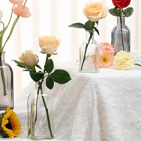 GMWD Glass Flower Vase Set of 6 Gray Clear Bud Vases, 14.5 Oz 8 Oz Apothecary Bottle Vases Decorative for Centerpieces Home Decoration Wedding Reception Table Decor in Saudi Arabia