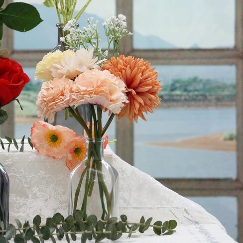 GMWD Glass Flower Vase Set of 6 Gray Clear Bud Vases, 14.5 Oz 8 Oz Apothecary Bottle Vases Decorative for Centerpieces Home Decoration Wedding Reception Table Decor in Saudi Arabia