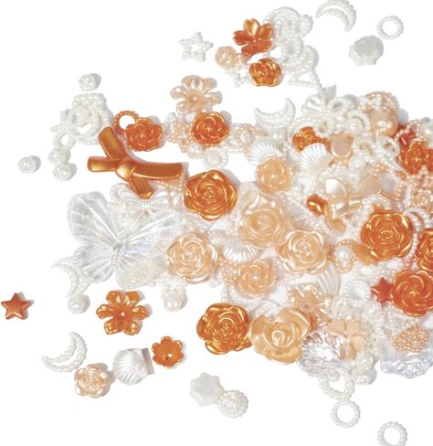 Crafts Material Embellishments Kit,Random Mixed Baroque Styles, Resin Rose Flower DIY Phone Case, Kawaii Nail Decorations Rhinestones Pearls Round Beads Charms,110 pcs（40 Gramm） 5mm-45mm in Saudi Arabia