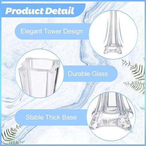12 Pcs Eiffel Tower Vase Bulk 16 Inch Flute Vase Glass Vases Tall Glass Vases Long Skinny Vase Base Glass for Wedding Centerpiece Flowers Decorations (Clear) in Saudi Arabia