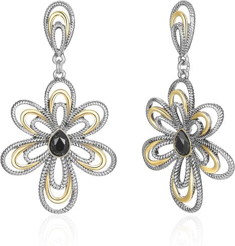 Dangle Earrings for Women Designer Brand Unique 2 Tone Gold & Silver Statement Drop Earring Jewelry Gift in Saudi Arabia