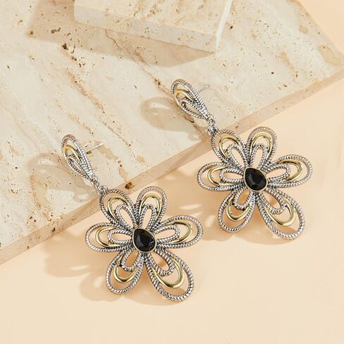 Dangle Earrings for Women Designer Brand Unique 2 Tone Gold & Silver Statement Drop Earring Jewelry Gift in Saudi Arabia