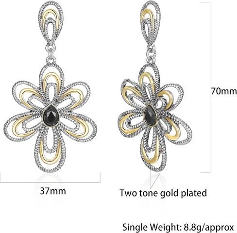 Dangle Earrings for Women Designer Brand Unique 2 Tone Gold & Silver Statement Drop Earring Jewelry Gift in Saudi Arabia