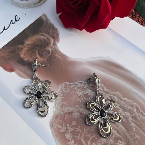 Dangle Earrings for Women Designer Brand Unique 2 Tone Gold & Silver Statement Drop Earring Jewelry Gift in Saudi Arabia