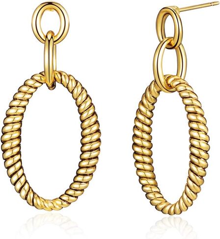 Dangle Earrings for Women Designer Brand Unique 2 Tone Gold & Silver Statement Drop Earring Jewelry Gift in Saudi Arabia