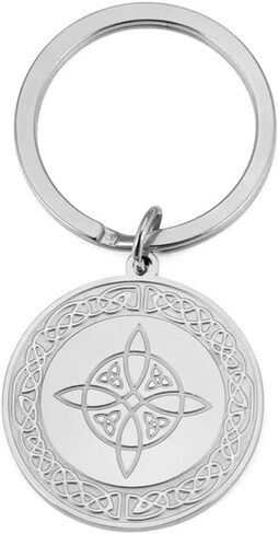 Witch Knot Keychain For Women Men Stainless Steel Charms Fashion Celtic Knot Keychain Witchcraft Symbol Amulet Jewelry in Saudi Arabia
