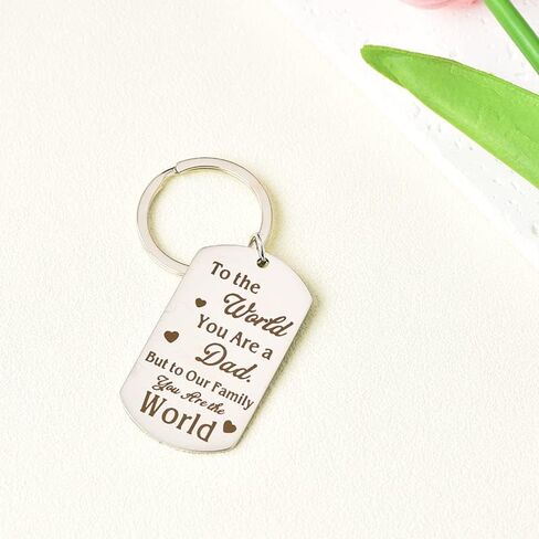 سلسلة مفاتيح هدايا عيد ميلاد الأب الأب من ابنة الابن هدية عيد الأب للأب والأب هدايا من الأطفال هدايا عيد الميلاد للآباء - إلى العالم أنت أب، ولكن لعائلتنا أنت العالم in Kuwait