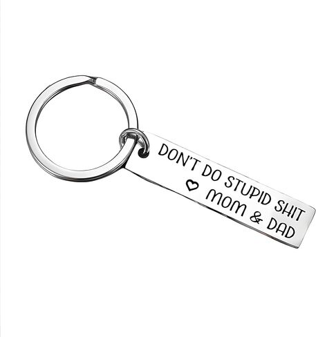 سلسلة مفاتيح Don't Do Stupid Shit من الأب أو الأم - هدية للسائق الجديد، هدية مضحكة لابن أو ابنة، فكرة هدية تخرج، عيد ميلاد، عيد الميلاد، عيد الحب in Kuwait