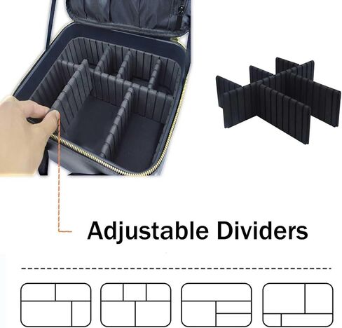 Travel Makeup Train Case Large Compacity Waterproof Makeup Cosmetic Case Portable Makeup Brush Organizer Artist Storage Bag with Adjustable Dividers and Strap (Large-Black) in Saudi Arabia