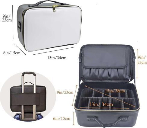Travel Makeup Train Case Large Compacity Waterproof Makeup Cosmetic Case Portable Makeup Brush Organizer Artist Storage Bag with Adjustable Dividers and Strap (Large-Black) in Saudi Arabia