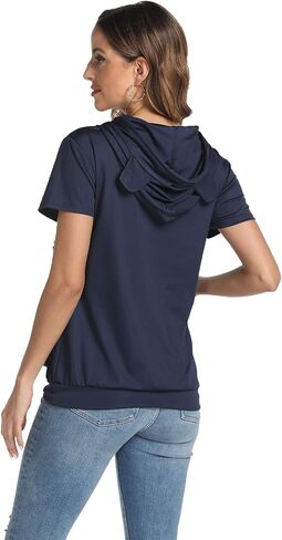 YYW Women Short Sleeve Hoodie Kangaroo Pocket Pet Pouch Holder Carrier Shirt Top Pullover Sweatshirt in Saudi Arabia