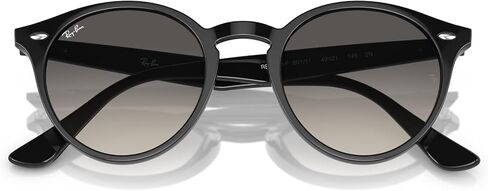 Ray-Ban RB2180F Low Bridge Fit Round Sunglasses, Black/Grey Gradient, 51 mm in Saudi Arabia
