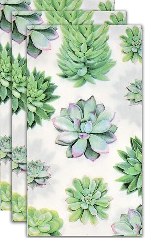 Gift Boutique 100 Cactus Paper Guest Towels for Bathroom Disposable Hand Towel Succulent Napkin for Decoupage Buffet Holiday Spring Mint Green Plants Decorations for Baby Shower Party Dinner in Kuwait