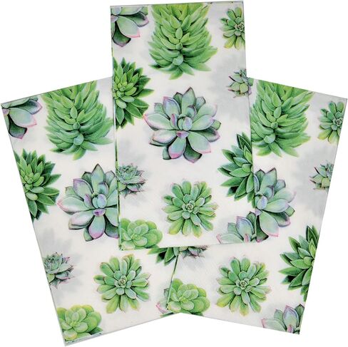 Gift Boutique 100 Cactus Paper Guest Towels for Bathroom Disposable Hand Towel Succulent Napkin for Decoupage Buffet Holiday Spring Mint Green Plants Decorations for Baby Shower Party Dinner in Kuwait