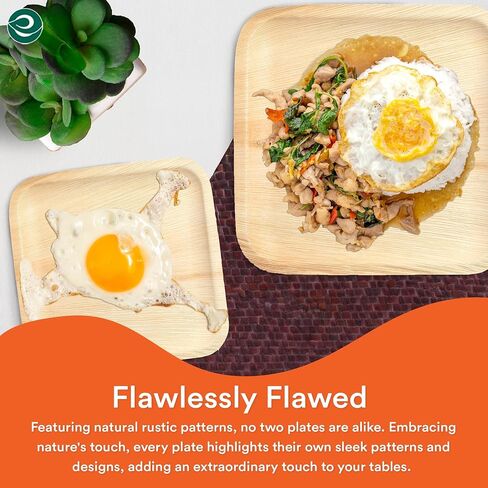 ECO SOUL Compostable 7 & 10 Inch Palm Leaf Square Plates (100 Count) Like Bamboo Plates | Biodegradable | Eco-Friendly, Microwave & Oven Safe - Party Pack in Saudi Arabia