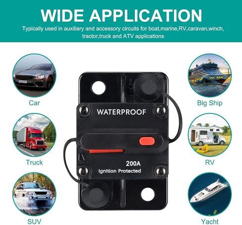 200 Amp Circuit Breaker,with Manual Reset,Waterproof, 12V-48V DC, 30-308A,for Car Marine Trolling Motors Boat ATV Manual Power Protect for Audio System Fuse (JTST0010) in Saudi Arabia