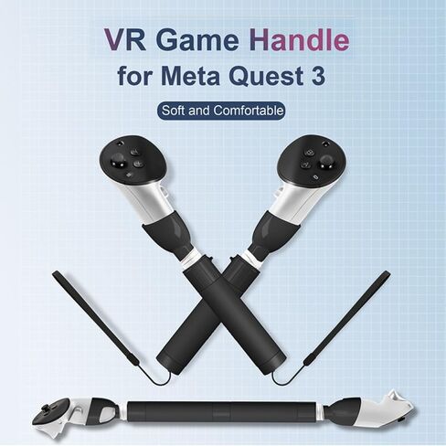 مقبض تمديد لوحدة التحكم Quest 3 VR لعبة نادي الجولف، ملحق مقبض طويل لجهاز Meta Quest 3، أسود in Saudi Arabia