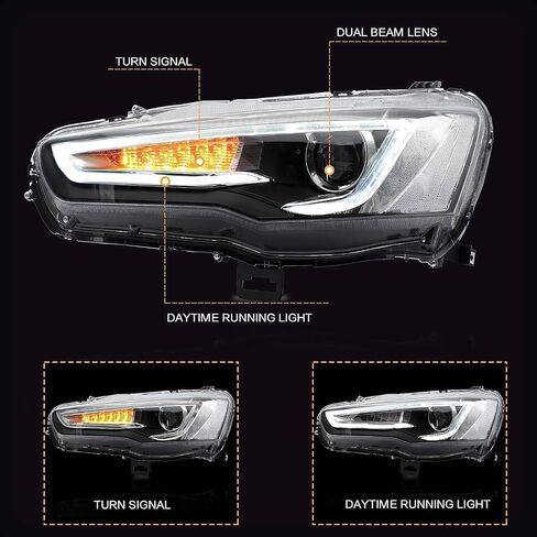 VLAND Tail lights Assembly Fit for Mitsubishi Lancer & EVO X 2008-2020(Not for Sportbacks/fortis/io), Rear Lamp with DRL, Back light w/Fog Lights & Sequential Turn Signal, Smoked in Saudi Arabia