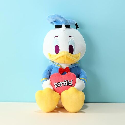 MINISO Disney Holding-Heart Plush Toy (Donald), Cuddly Stuffed Animal with Heart Emblem Soft and Huggable Collectible Toy for Disney Fans, Ideal for Bedtime Cuddles and Room Decor in Saudi Arabia