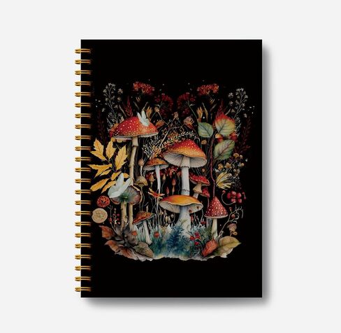 Dark Academia Floral Raven Notebook for Women - Gothic Goth Journal, Witchy Journal Notebook, Witch Stuff, Gothic Office Supplies, Halloween Notebook, Dark Cottagecore Spiral Notebook 5.5x8.3 in Kuwait