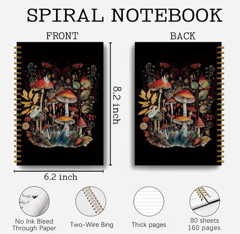 Dark Academia Floral Raven Notebook for Women - Gothic Goth Journal, Witchy Journal Notebook, Witch Stuff, Gothic Office Supplies, Halloween Notebook, Dark Cottagecore Spiral Notebook 5.5x8.3 in Kuwait